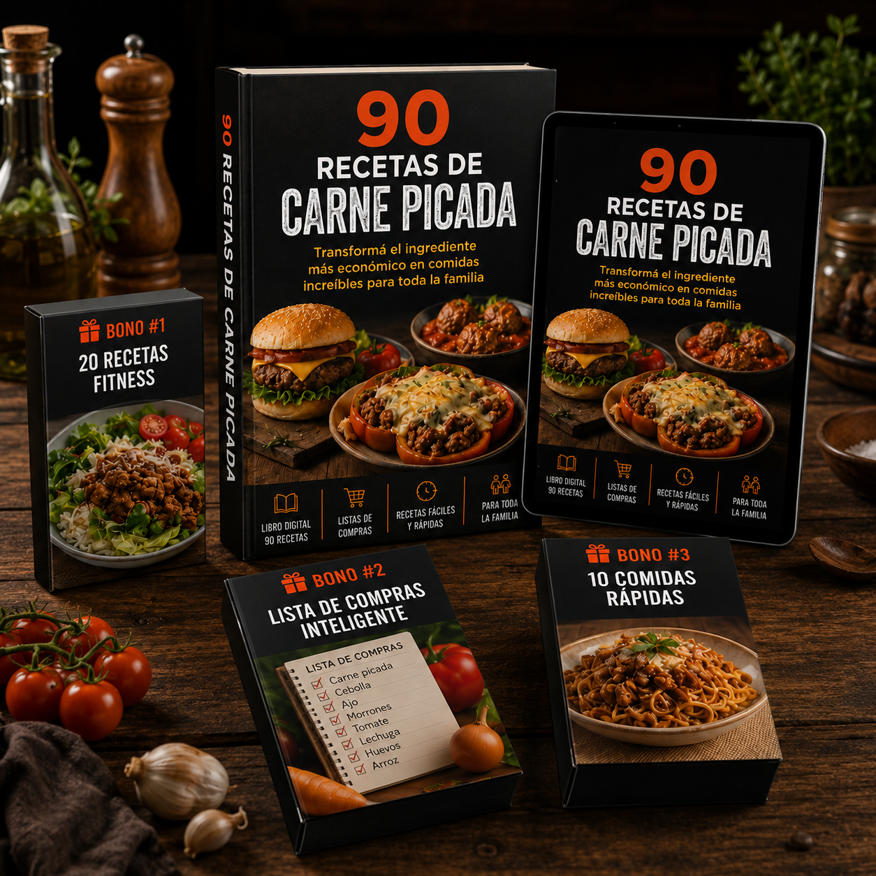 Pack 90 Recetas de Carne Picada + 3 BONUS de regalo 🎁