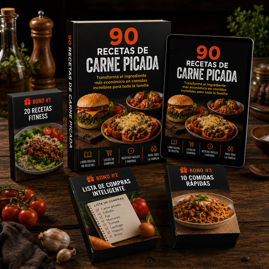 Pack 90 Recetas de Carne Picada + 3 BONUS de regalo 🎁